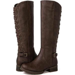 imageGLOBALWIN Womens Quilted Knee High Fashion Boots Strappy Boots For Women21yy10 Brown5