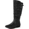 imageGLOBALWIN Womens KneeHigh Fashion Boots Wide Calf Flat Dressy Fall Winter Fashion Boots For Women22yy01 Black