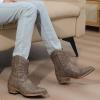 imageGLOBALWIN Womens Mid Calf The Western Cowboy Boots Fashion Cowgirl Boots For Women Low Heel25yy01brown