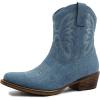 imageGLOBALWIN Womens Mid Calf The Western Cowboy Boots Fashion Cowgirl Boots For Women Low HeelDenim Blue