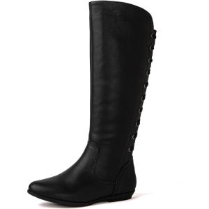 imageGLOBALWIN Womens KneeHigh Fashion Boots Wide Calf Flat Dressy Fall Winter Fashion Boots For Women22yy02 Black2
