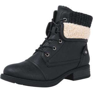 imageGLOBALWIN Womens Combat Boots Dressy Lace Up Ankle Boots For Women Low Heel1815black