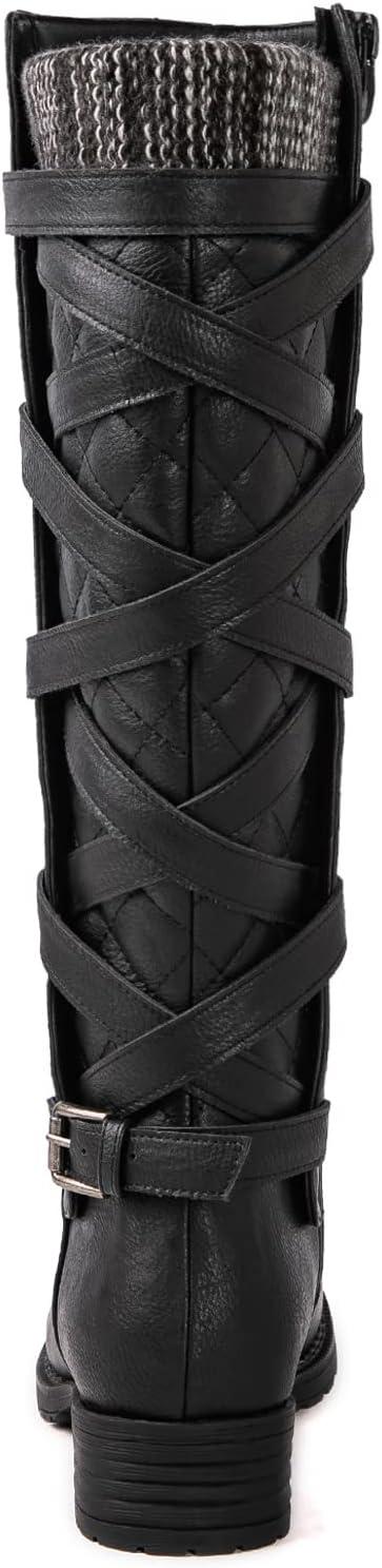 imageGLOBALWIN Womens Quilted Knee High Fashion Boots Strappy Boots For Women21yy10 Black4