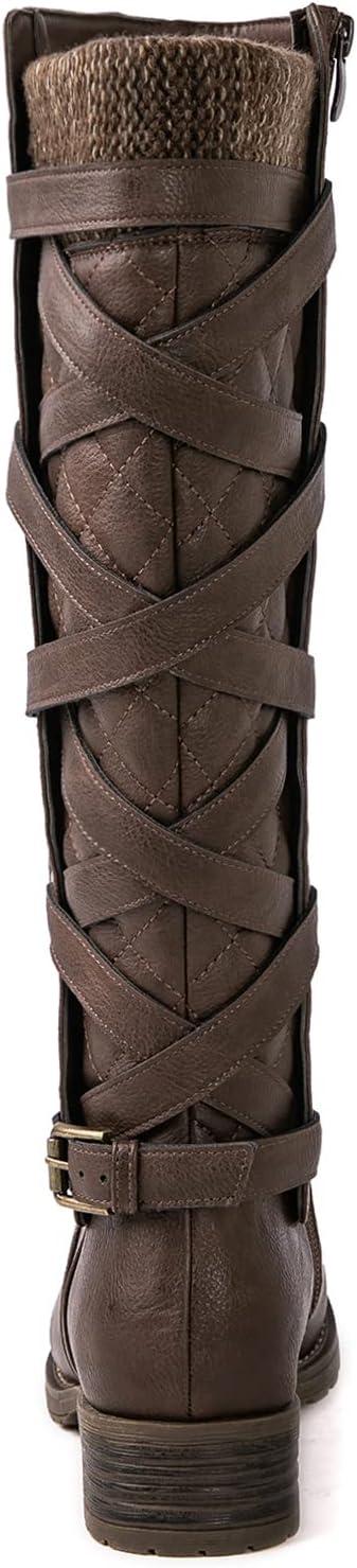 imageGLOBALWIN Womens Quilted Knee High Fashion Boots Strappy Boots For Women21yy10 Brown4