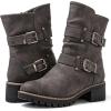 imageGLOBALWIN Womens Biker Boots Black GWW21YY13 Ankle Boots Bootie Zip Closure Block Heel AllDay Comfort Versatile Ethically Made21yy13grey