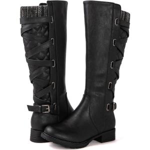 imageGLOBALWIN Womens Quilted Knee High Fashion Boots Strappy Boots For Women21yy10 Black4