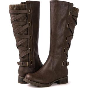 imageGLOBALWIN Womens Quilted Knee High Fashion Boots Strappy Boots For Women21yy10 Brown4