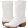 imageGLOBALWIN Womens Cowgirl Boots Mid Calf Western Cowboy Boots For Women Comfortable Low Heel With Zipper23yy10 White