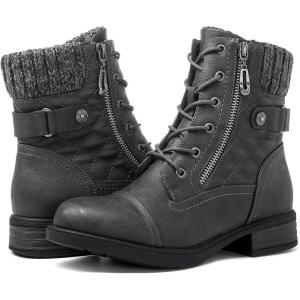 imageGLOBALWIN Womens Ankle Booties Fashion Combat Boots Fall Boots For Women Comfortable Low Heel2121grey