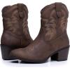 imageGLOBALWIN Womens Mid Calf The Western Cowboy Boots Fashion Cowgirl Boots For Women Low Heel22yy10 Brown