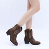 imageGLOBALWIN Womens Mid Calf The Western Cowboy Boots Fashion Cowgirl Boots For Women Low Heel22yy10 Brown