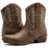 imageGLOBALWIN Womens Mid Calf The Western Cowboy Boots Fashion Cowgirl Boots For Women Low HeelCamel