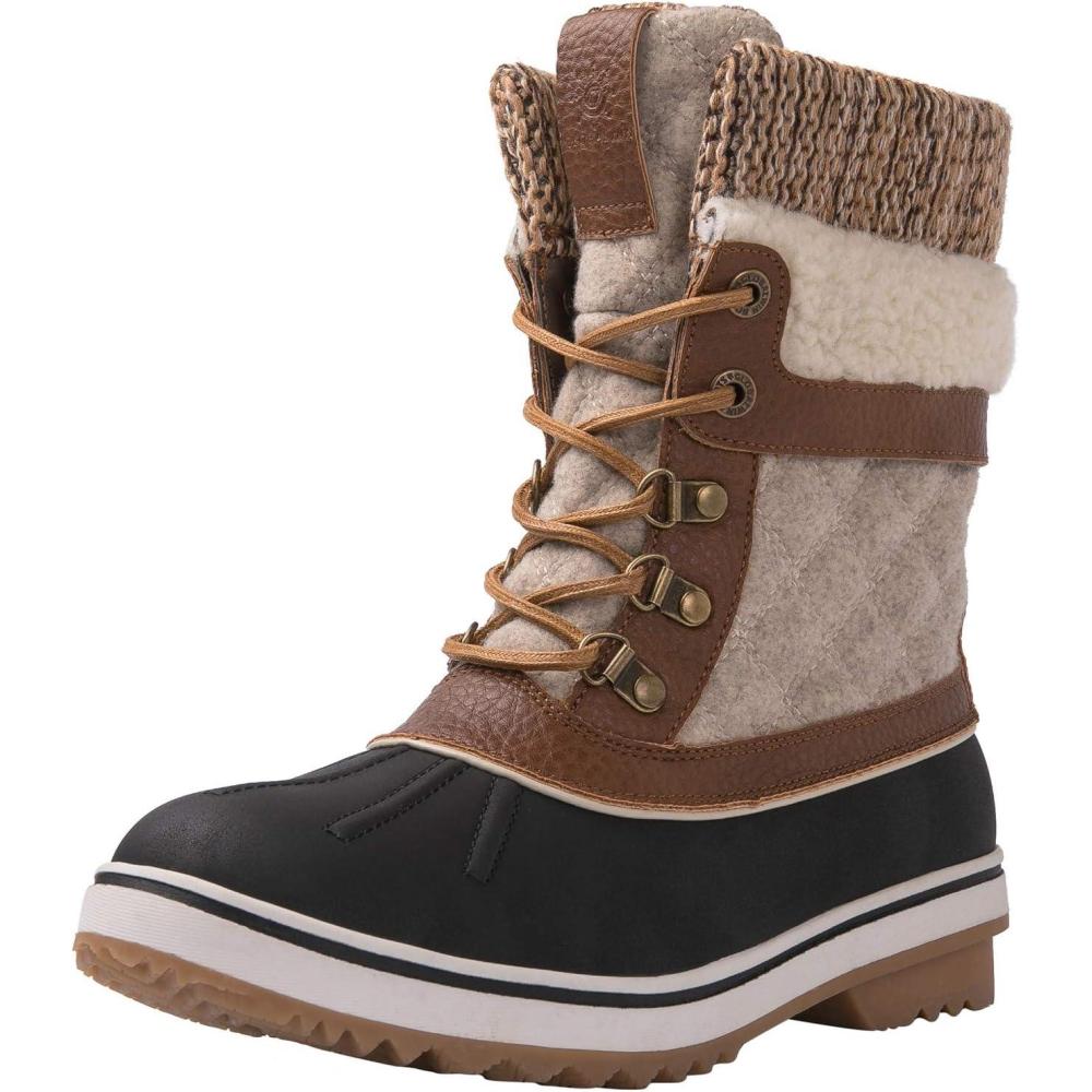 imageGLOBALWIN Womens Waterproof Winter Boots Snow Boots For Women1910 BrownBeige