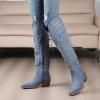 imageGLOBALWIN Womens Cowboy Western Fashion Over The Knee Thigh High Cowgirl Boots Low Heel23yy08 Denim Blue