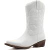 imageGLOBALWIN Womens Mid Calf The Western Cowgirl Boots Fashion Cowboy Boots For Women Chunky Low HeelWhite