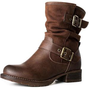 imageGLOBALWIN Womens Fur Booties Fashion Combat Ankle Boots For Women17yy12brown