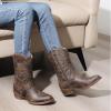 image:imageGLOBALWIN Black Cowboy Boots For Women Cowgirl Boots With Low Heel Comfortable Embroidered Western Boots Snip Toe MidCalf Boots25yy02brown