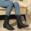 image:imageGLOBALWIN Black Cowboy Boots For Women Cowgirl Boots With Low Heel Comfortable Embroidered Western Boots Snip Toe MidCalf BootsBlack