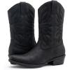 image:imageGLOBALWIN Black Cowboy Boots For Women Cowgirl Boots With Low Heel Comfortable Embroidered Western Boots Snip Toe MidCalf BootsBlack