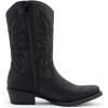 image:imageGLOBALWIN Black Cowboy Boots For Women Cowgirl Boots With Low Heel Comfortable Embroidered Western Boots Snip Toe MidCalf BootsBlack