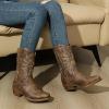 image:imageGLOBALWIN Black Cowboy Boots For Women Cowgirl Boots With Low Heel Comfortable Embroidered Western Boots Snip Toe MidCalf BootsBrown