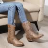 image:imageGLOBALWIN Black Cowboy Boots For Women Cowgirl Boots With Low Heel Comfortable Embroidered Western Boots Snip Toe MidCalf BootsCamel