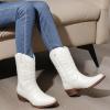 image:imageGLOBALWIN Black Cowboy Boots For Women Cowgirl Boots With Low Heel Comfortable Embroidered Western Boots Snip Toe MidCalf BootsWhite