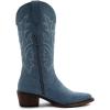 image:imageGLOBALWIN Womens Mid Calf Western Cowboy Boots Cowgirl Boots for Women with Floral Embroidery Side Zipper Chunky Heel23yy13 Denim Blue