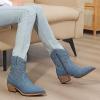 image:imageGLOBALWIN Cowboy Boots For Women Cute Cowgirl Boots Womens Western Boots With Embroidery Side Zipper Chunky Heel23yy16 Dark Blue