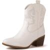 image:imageGLOBALWIN Cowboy Boots for Women  Classic Round Toe Western Booties with Comfort Insole  Embroidered Almond Toe Cowgirl Boots Versatile 2 Block Heel Fashion Boots for Concerts amp Daily Wear19yy16 White