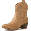image:imageGLOBALWIN Cowboy Boots for Women  Classic Round Toe Western Booties with Comfort Insole  Embroidered Almond Toe Cowgirl Boots Versatile 2 Block Heel Fashion Boots for Concerts amp Daily Wear19yy16 Khaki