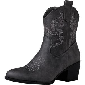 image:imageGLOBALWIN Cowboy Boots for Women  Classic Round Toe Western Booties with Comfort Insole  Embroidered Almond Toe Cowgirl Boots Versatile 2 Block Heel Fashion Boots for Concerts amp Daily Wear19yy16 Grey