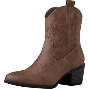 image:imageGLOBALWIN Cowboy Boots for Women  Classic Round Toe Western Booties with Comfort Insole  Embroidered Almond Toe Cowgirl Boots Versatile 2 Block Heel Fashion Boots for Concerts amp Daily Wear19yy16 Camel