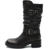 image:imageGLOBALWIN Chunky Mid Calf Fashion Dressy Motocycle Biker Military Style Combat Boots for Women Low Heel24yy01 Brown