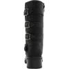 image:imageGLOBALWIN Chunky Mid Calf Fashion Dressy Motocycle Biker Military Style Combat Boots for Women Low HeelBlack