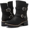image:imageGLOBALWIN Womens Ankle Boots For Women Faux Fur Lined Winter Moto Boots Ankle Booties With Adjustable Double Buckles21yy07black