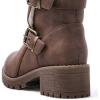 image:imageGLOBALWIN Womens Ankle Boots For Women Faux Fur Lined Winter Moto Boots Ankle Booties With Adjustable Double Buckles21yy07brown