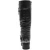 image:imageGLOBALWIN Womens Black KneeHigh Boots Fashion Dressy Riding Boots  Chunky Low Heel Slouchy Design Buckle Detail AllSeason Comfortable 2Inch Heels24yy03 Distressed Silver