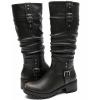 image:imageGLOBALWIN Womens Black KneeHigh Boots Fashion Dressy Riding Boots  Chunky Low Heel Slouchy Design Buckle Detail AllSeason Comfortable 2Inch Heels24yy03 Distressed Brown