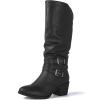 image:imageGLOBALWIN Womens Knee High Cowboy Boots  Minimalist Western Round Toe Cowgirl Boots with Comfortable Block Heel Plain Sleek Design Tall Dress Boots for Women19yy21 Black2