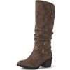 image:imageGLOBALWIN Womens Knee High Cowboy Boots  Minimalist Western Round Toe Cowgirl Boots with Comfortable Block Heel Plain Sleek Design Tall Dress Boots for Women19yy21 Camel2
