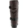 image:imageGLOBALWIN Womens Mid Calf Boots Fashion Moto Boots For Women With Buckle Straps Side Zipper And Low Block Heel  Biker Boots For Fall Spring WinterBrown