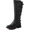 image:imageGLOBALWIN Womens Quilted Knee High Fashion Boots Strappy Boots For Women21yy10 Black3