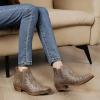 image:imageGLOBALWIN Womens Western Ankle Booties Snipped Square Toe Embroidered Cowboy Chelsea Boots Low Stacked Block Heel Comfortable PullOn Short Cowgirl Boots25yy05 Brown