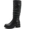 image:imageGLOBALWIN Womens Black KneeHigh Boots Fashion Dressy Riding Boots  Chunky Low Heel Slouchy Design Buckle Detail AllSeason Comfortable 2Inch Heels24yy03 Black