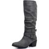 image:imageGLOBALWIN Womens Knee High Cowboy Boots  Minimalist Western Round Toe Cowgirl Boots with Comfortable Block Heel Plain Sleek Design Tall Dress Boots for Women19yy21 Grey2