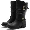 image:imageGLOBALWIN Womens Mid Calf Boots Fashion Moto Boots For Women With Buckle Straps Side Zipper And Low Block Heel  Biker Boots For Fall Spring WinterBlack