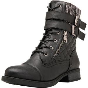 image:imageGLOBALWIN 1903 Womens Fashion Low Heels Lace Up Ankle Boots Combat Boots For Women1903black