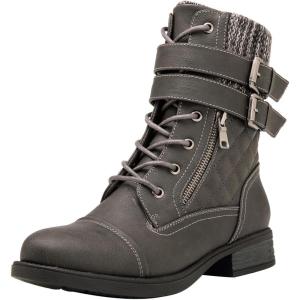 image:imageGLOBALWIN 1903 Womens Fashion Low Heels Lace Up Ankle Boots Combat Boots For Women1903grey