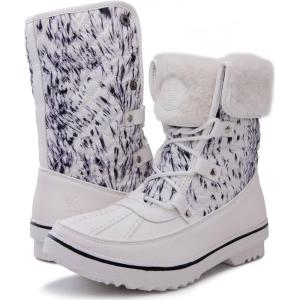 image:imageGLOBALWIN Womens 1706 White Print Snow Boots 10M US